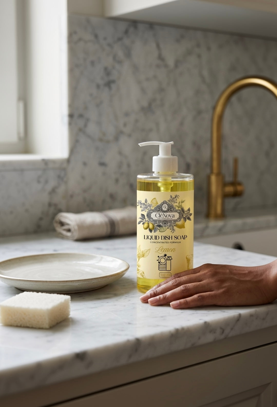 Lemon Scent Liquid Dish Soap with Moisturizing Formula 500 ml